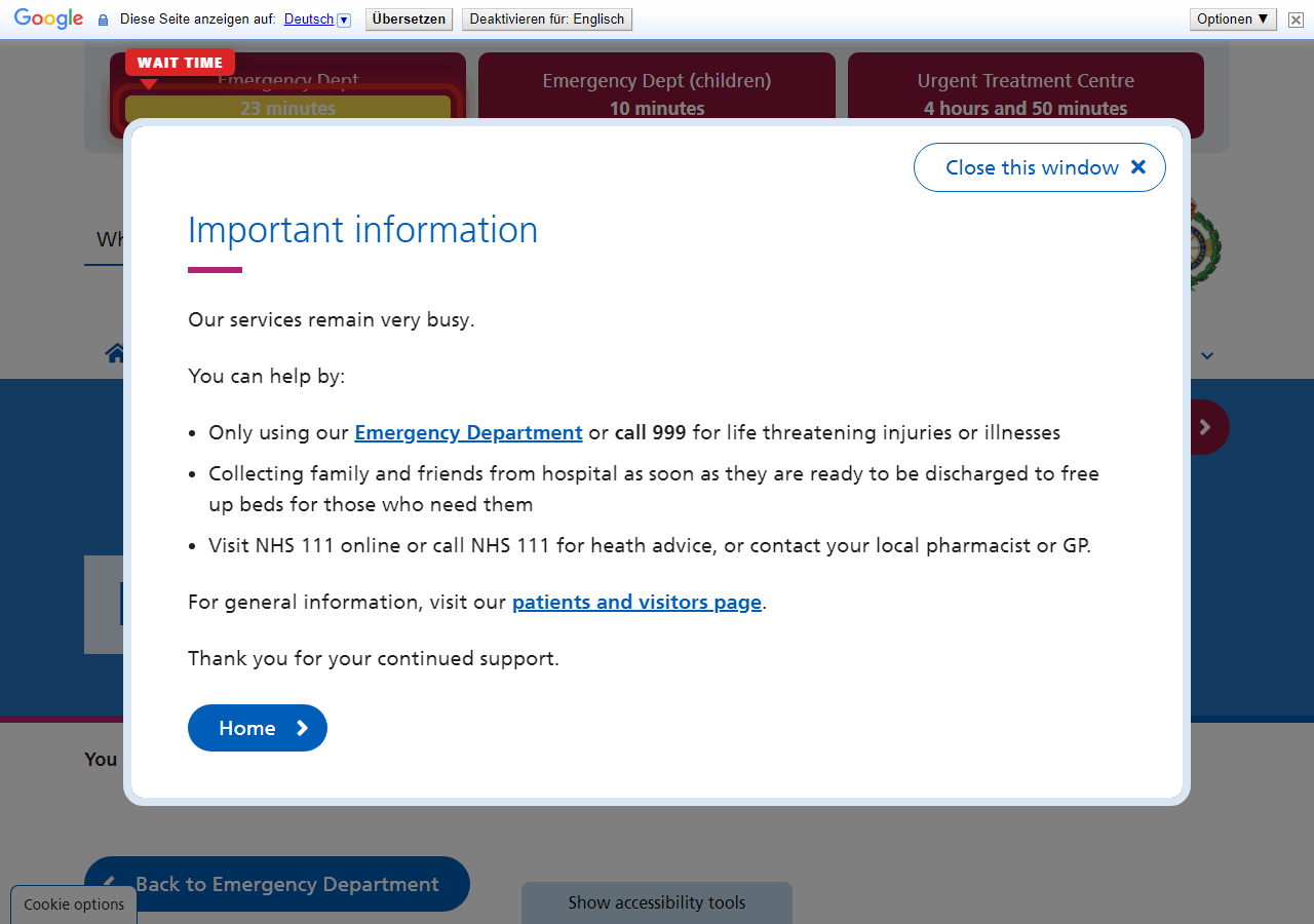 Independently captured screenshot of Isle of Wight NHS Trust&rsquo;s public wait time page